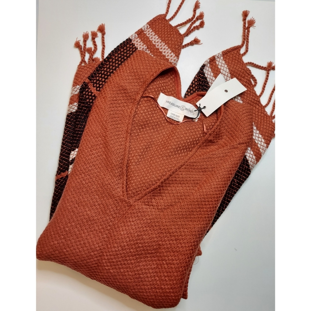 NWT Treasure & Bond Stripe Fringe Poncho - Picture 6 of 6